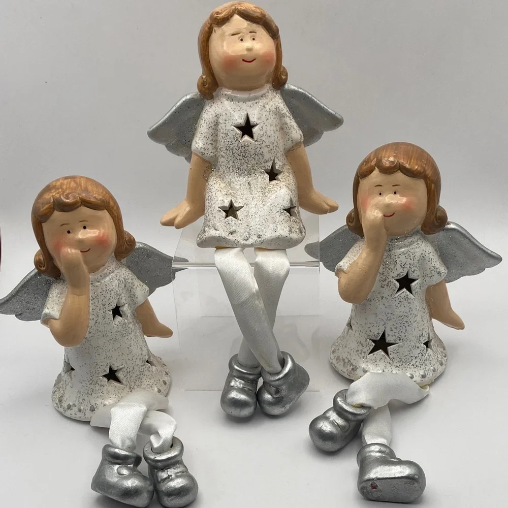 Winter Lane Set of 3 Illuminated Dangle Sitter Angels